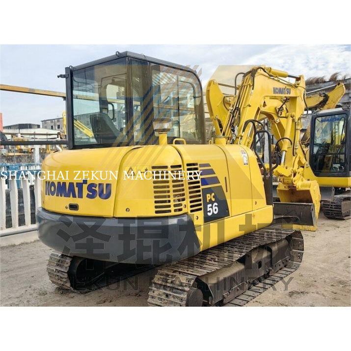 Excavadora Komatsu PC56 de segunda mão com capacidade de balde de 0,2 m3 e 0-2000 horas de trabalho