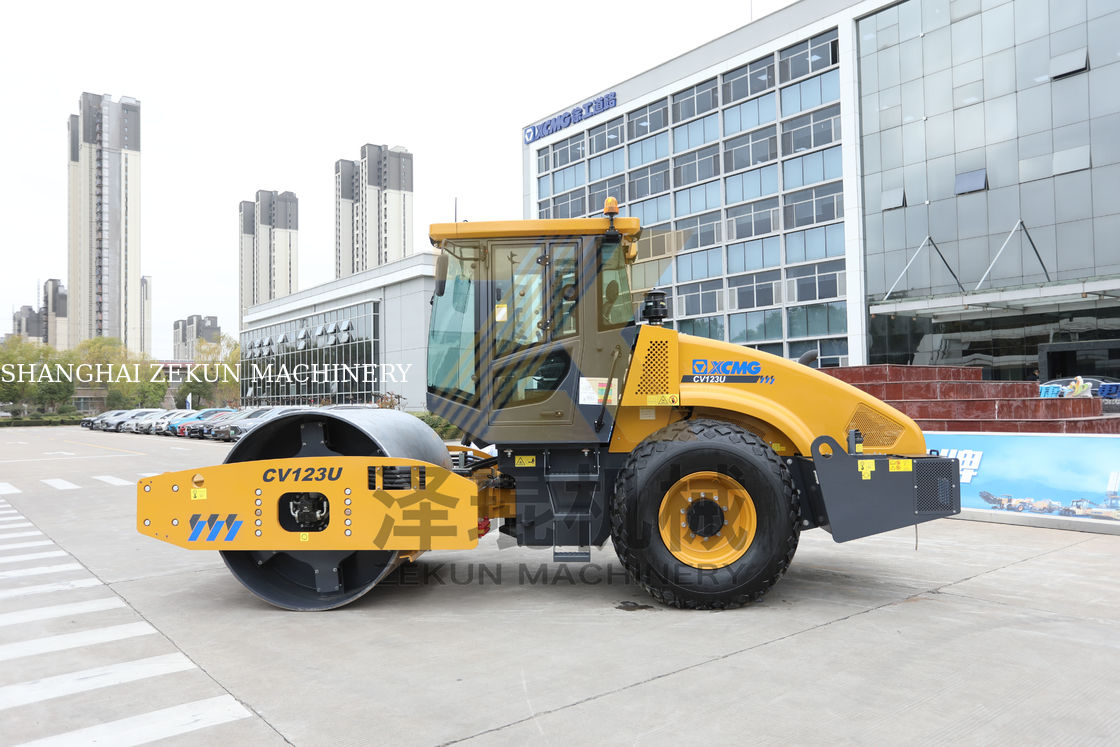 12 toneladas XCMG CV123U Full Hydraulic Single Drum Roller EU Stage T4F Equipamento de construção rodoviária